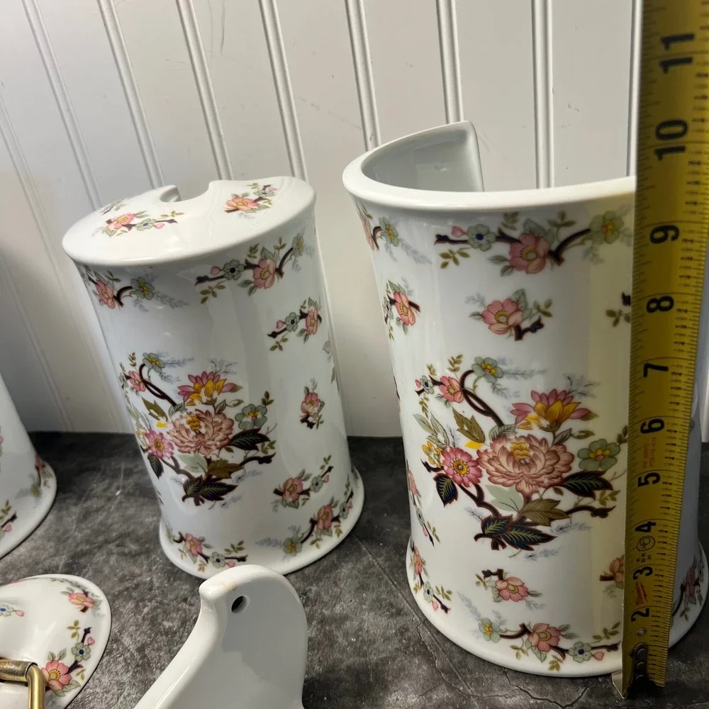 Vintage Porcelain Transferware Floral Bathroom Set | *SEE NOTE | Cottage